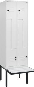 C+P Z-Spind Classic PLUS Sitzbank mit 4 Fächern und Sicherheits-Drehriegel, Farbe: Grau/Weiß/Schwarz, B/T/H: 212,0 x 60,0 x 81,5 cm - Bild 1