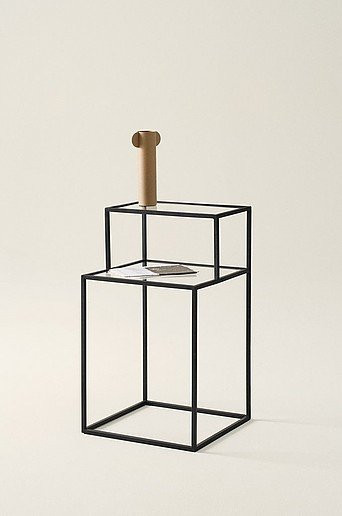 IVAKI Beistelltisch mit Glasplatte in Schwarz, B/T/H: 40 x 40 x 70 cm - Bild 1