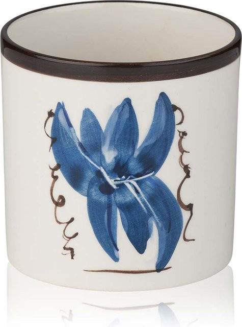 HUMDAKIN Keramikvase mit Blumenmotiv in Weiß, Braun und Blau, Höhe: 10 cm - Bild 1