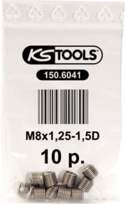 KS Tools Gewindeeinsatz M8x1,25, Farbe Silber, 10,8 mm, 10er Pack - Bild 1