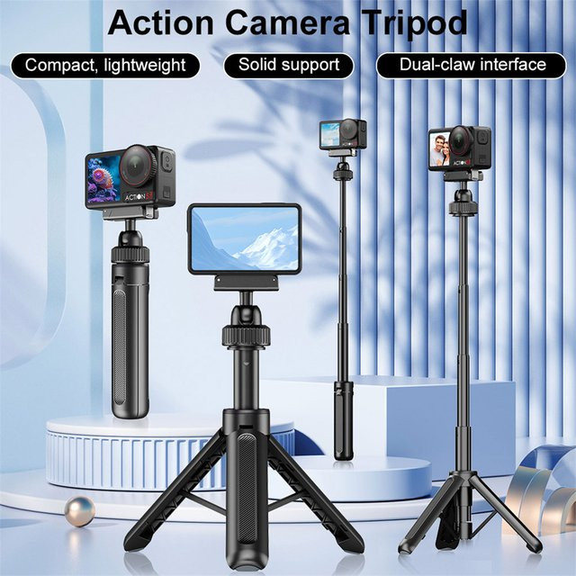 DJI Magnetisches Schnellverschluss-Kamerastativ für Osmo Action 5 Pro/4/3 als Teleskop-Selfie-Stick-Griff mit 360-Grad-Kugelkopf in Schwarz - Bild 1
