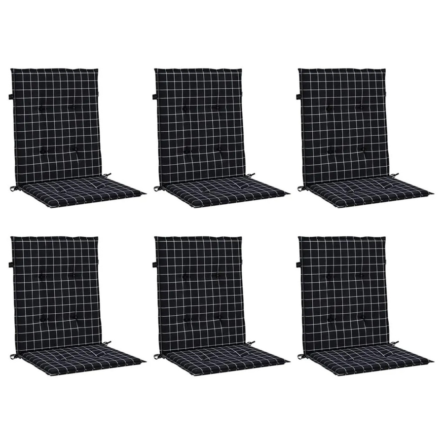 6er Set vidaXL Niedriglehner-Auflagen aus Polyester in Schwarz-weiß mit Karomuster, wasserabweisend und UV-beständig - Bild 2