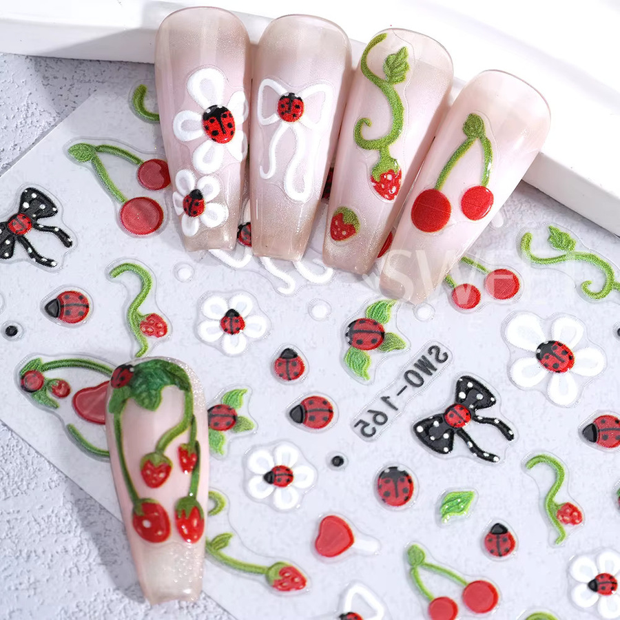 SWEET TREND Nagelaufkleber Kirschfrucht und Erdbeere, Glänzend, Unisex - Bild 2