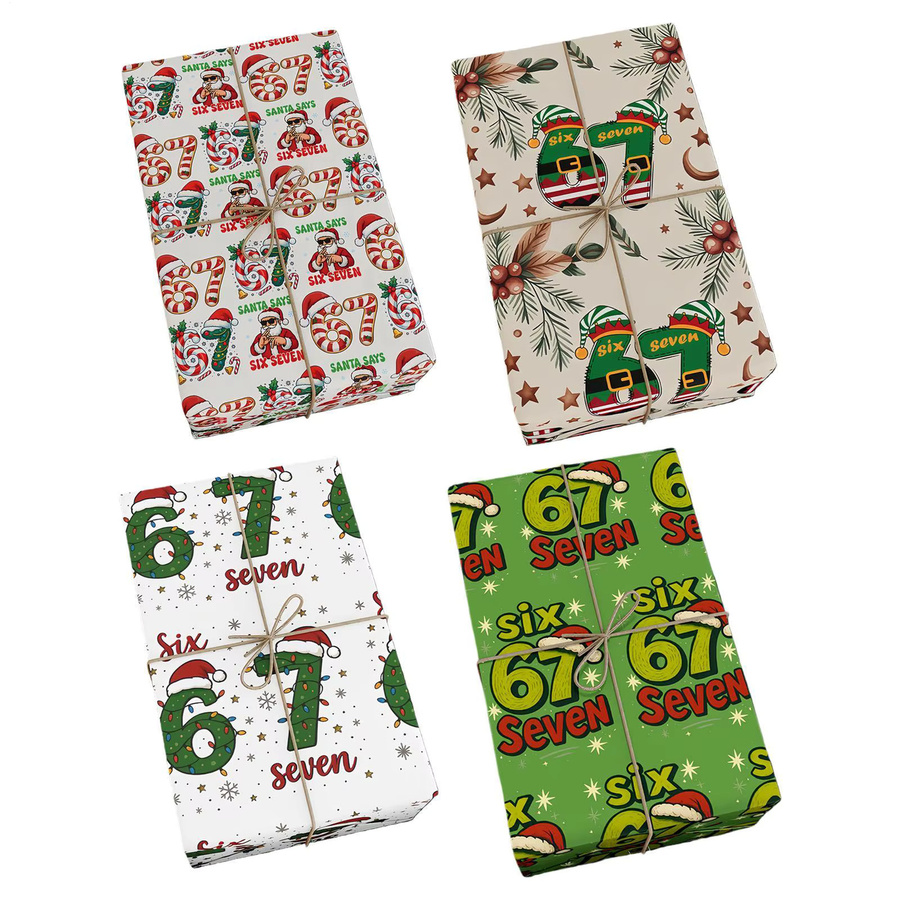 Vintage 67-Meme Geschenkpapier für Weihnachtsdekorationen, mehrfarbig - Bild 5
