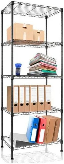 Karat Metallregal Rocky Gitterregal mit 5 Böden in Schwarz B/T/H: 55 x 35 x 140 cm - Bild 1