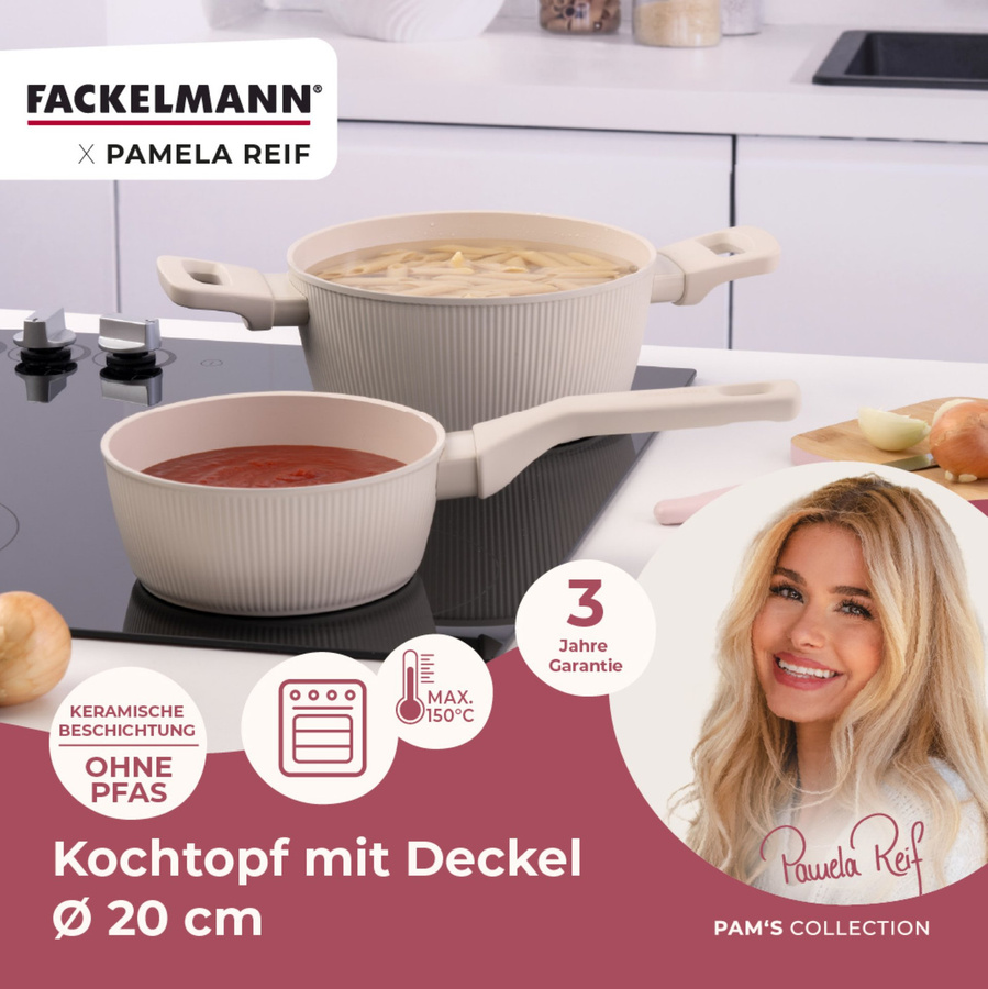 Fackelmann Pamela Reif Kochtopf mit Deckel Shell, Farbe: Beige, Durchmesser: 20 cm - Bild 3
