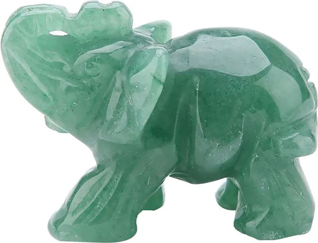 TOPINCN Elefantenfigur aus grünem Naturstein als Fengshui Ornament für dein Zuhause - Bild 1