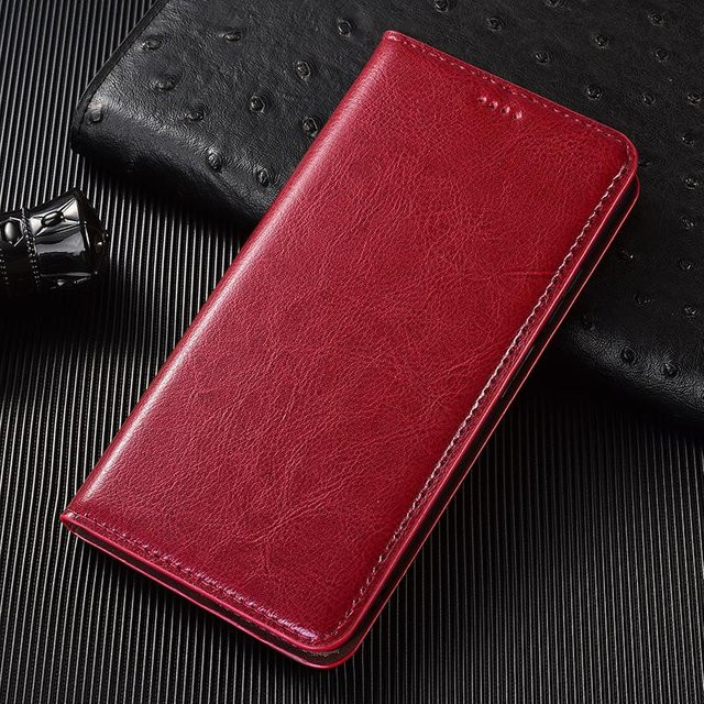 Crazy Horse Echtleder Handyhülle für OnePlus (Modelle: 6, 6T, 7, 7T, 8, 8T, 9, 9R, 10, 10T, 11, 11R, 12, 12R, 13, 13T, 13S, 13R Pro) in Rot - Bild 1
