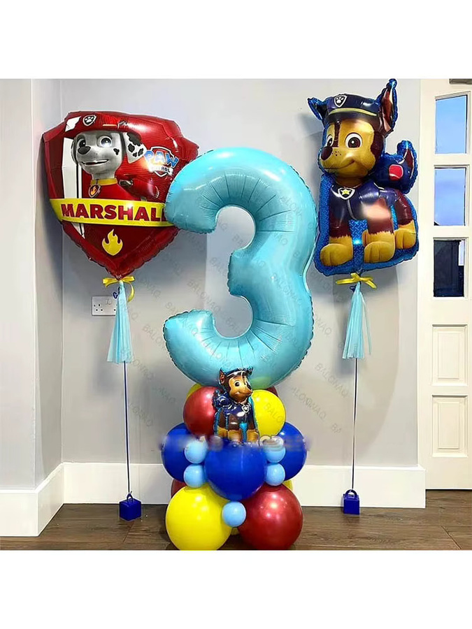 Paw Patrol Ballon, 15-teiliges Set, Cartoon Ryder Chase Marshall Skye Rocky Ruby Zuma Everest Charakter, DIY Party Dekor - Bild 3