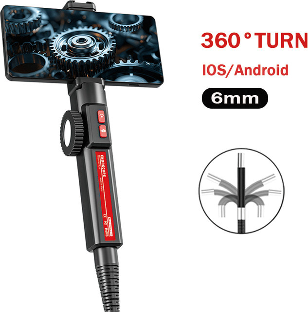 LAFOCH Zweiwege-Rotations-Endoskopkamera mit 6mm HD-Objektiv und Gelenkfunktion, IP67 wasserdicht, Schwarz, für iOS und Android - Bild 1