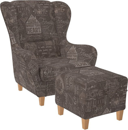 Supellex Sofia Ohrensessel mit Hocker Design Helsinki in Braun