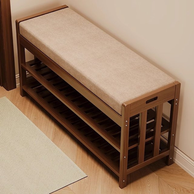 Schuhschrank LIUSHADUOLA mit gepolsterter Sitzbank für den Eingangsbereich, schmaler Schuhaufbewahrung in modernem Design aus Holz, matt - Bild 1