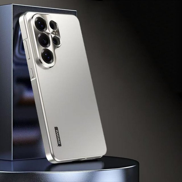 Magnetisches Samsung Galaxy Handyhülle aus Aluminiumlegierung mit Kameraschutz in Silber - Bild 1