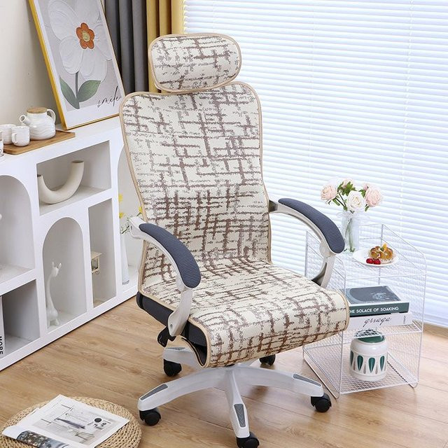 Yiran Furniture Universal Büro Computer Stuhlbezug aus Polyester mit ergonomischer Rückenlehne und Kopfstütze, Schwarz und Grün, One Size - Bild 1