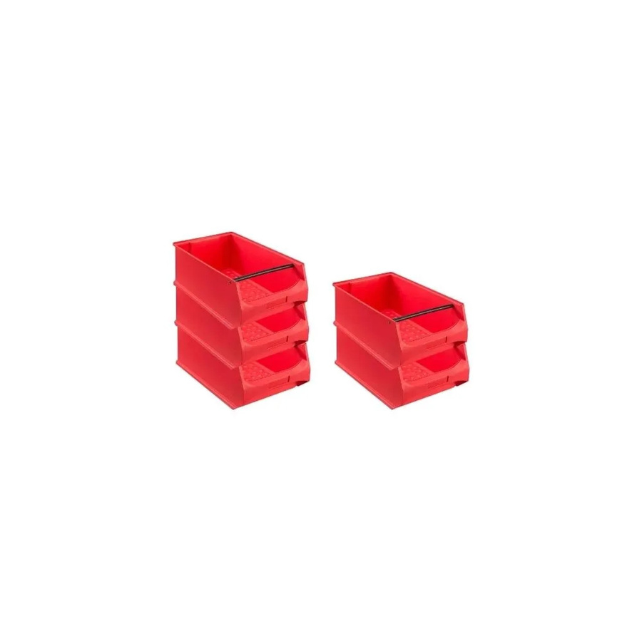 PROREGAL SparSet 5x Rote Sichtlagerbox 5,1 mit Griffstange, H x B x T: 20 x 30 x 50 cm - Bild 2