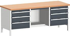 Kastenwerkbank cubio KW-2078-2.9 in Anthrazitgrau mit Holzoberfläche, B/T/H: 290 x 60 x 84 cm - Bild 1