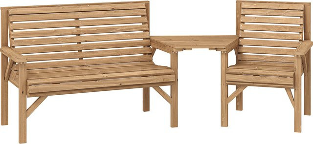 Outsunny Gartenmöbel Set aus Naturholz in Braun mit Tisch, Bank und 3 Stühlen, B/T/H: 121 x 65 x 90 cm - Bild 1