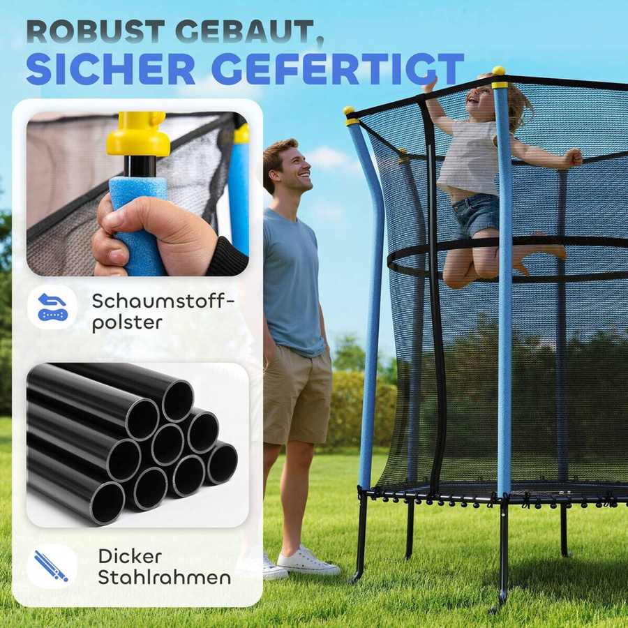 HOMCOM Kinder Trampolin mit Sicherheitsnetz Blau - Bild 3