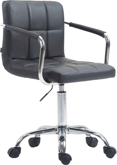 TPFLiving Bürostuhl Lucille in Grau aus Kunstleder mit Armlehnen und Rollen, B/T/H: 54 x 46 x 86 cm - Bild 1