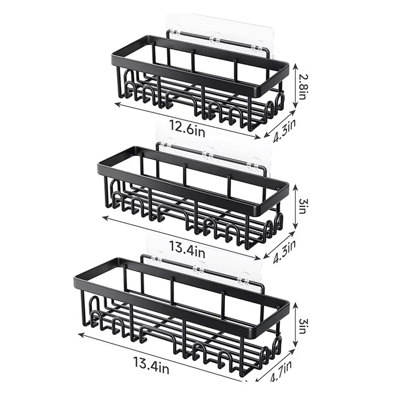 Meltset Wandregal aus Metall in Schwarz als multifunktionaler Organizer für Bad und Küche mit Ablaufsystem und Schwammfach - Bild 5