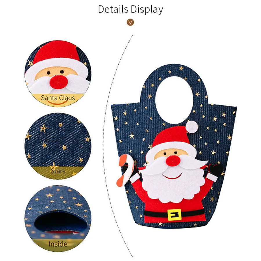 WakaParty Weihnachtsgeschenktasche aus Denim in Blau für Süßigkeiten und Kekse als Weihnachtsdekoration - Bild 3
