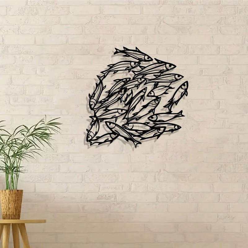 CIFBUY Vintage Fisch Wandkunst aus Metall in Schwarz zur Wandmontage - Bild 4