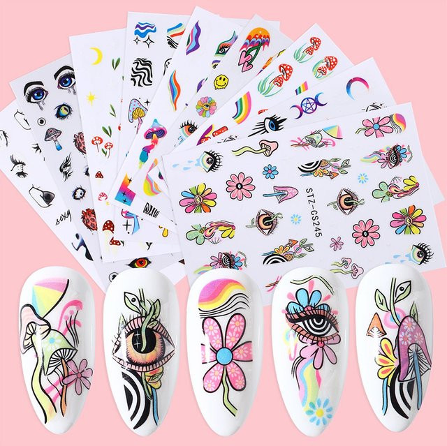 Full Beauty Nagelaufkleber, 9 Stück, Buntes Design - Bild 1