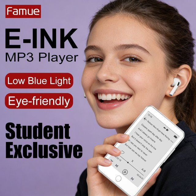 Famue BF01 E-Ink MP3-Musik-Player mit E-Reader Funktion, Bluetooth 5.3 und Hintergrundbeleuchtung, Weiß, TF-Erweiterung bis 128 GB - Bild 1