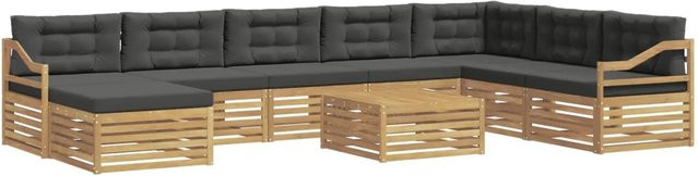 vidaXL Outdoor-Sofagarnitur 9-teilig aus Akazienholz mit Polsterkissen in Weiß und Anthrazit - Bild 1