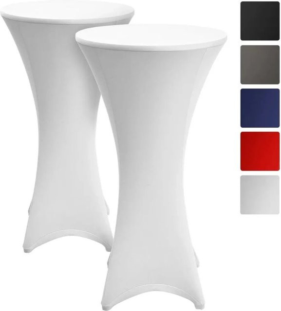 Beautissu Stella Stehtischhusse Weiß 2-teilig rund Durchmesser: 60 cm - Bild 1