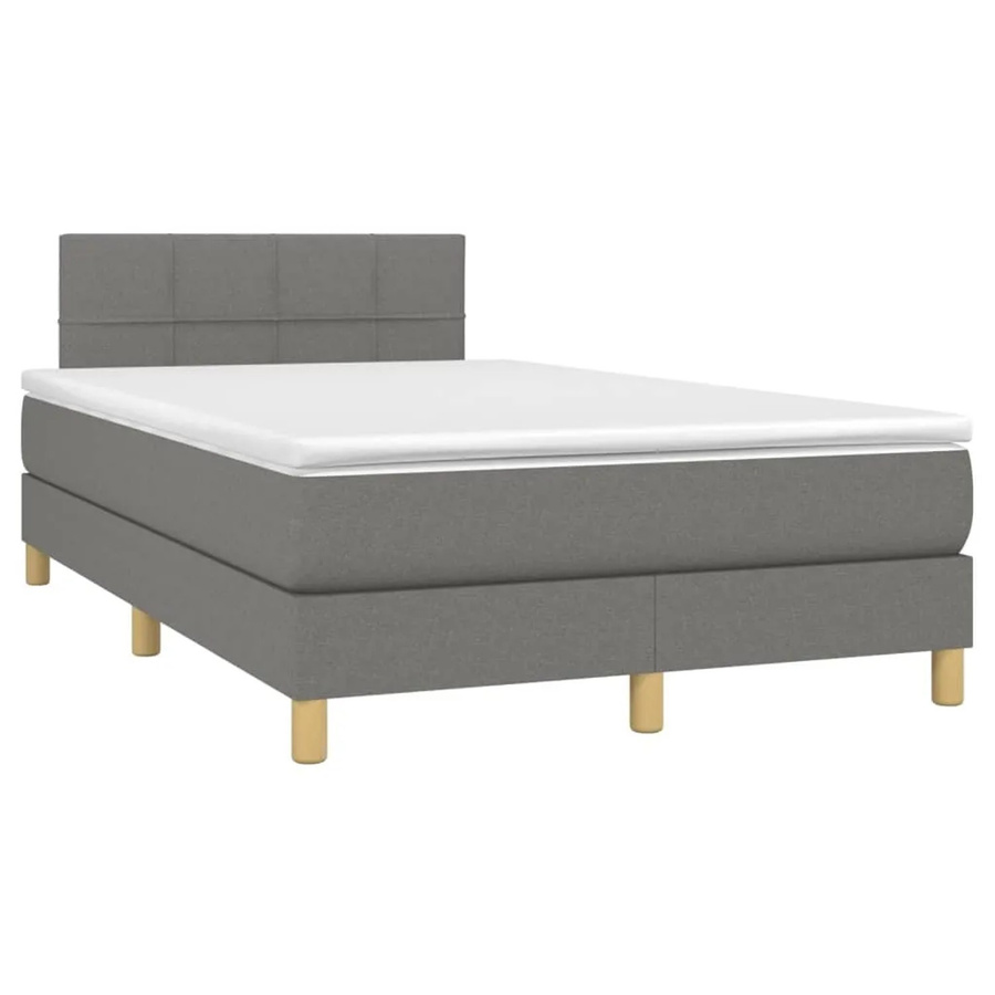 vidaXL Boxspringbett mit Matratze in Dunkelgrau, Hybridbett mit LED-Unterbettbeleuchtung und USB-Anschluss, B/T/H: 120 x 200 x 78 cm - Bild 2