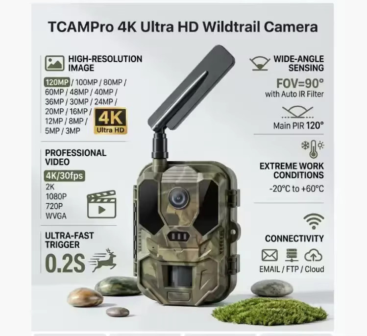 Suntekcam HC-960Ultra-Li Wildkamera mit 4K Auflösung und 120MP, kabellose Fotofalle mit SIM-Karte und IP65 Wasserdichtigkeit - Bild 7