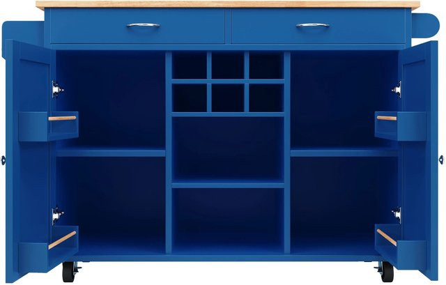 Merax Kücheninsel Buffetschrank in Blau mit Holzoptik, B/T/H: 102 x 45 x 92 cm - Bild 1