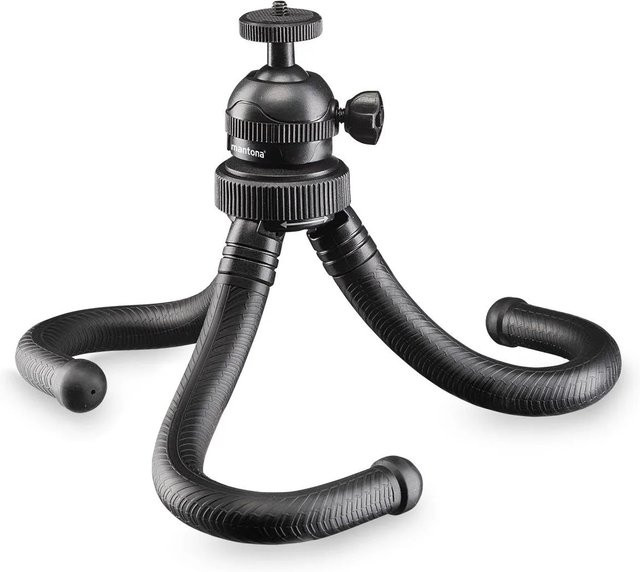Mantona Gibbo Flex Ministativ in Schwarz, flexibles Kamera-Reisestativ mit 30 cm Höhe - Bild 1