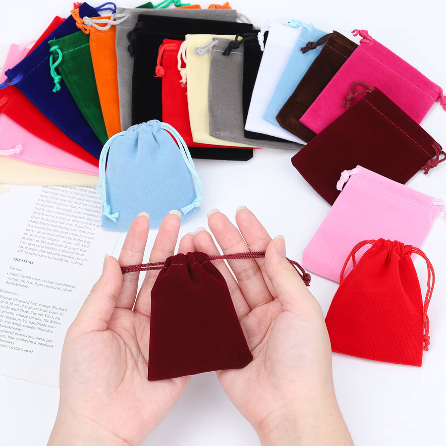 10 Samt Geschenkbeutel von LNMBII in Grau mit Kordelzug zur Schmuckverpackung, B/H: 7 x 9 cm und 9 x 12 cm - Bild 6