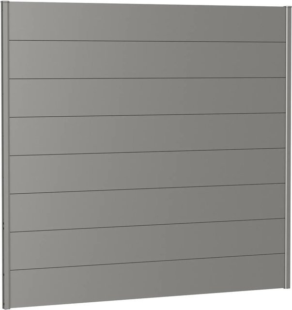 Biohort Wandpaneel Sichtschutz aus Stahlblech, feuerverzinkt und lackiert, Quarzgrau-Metallic, B: 200 cm, H: 180 cm - Bild 1