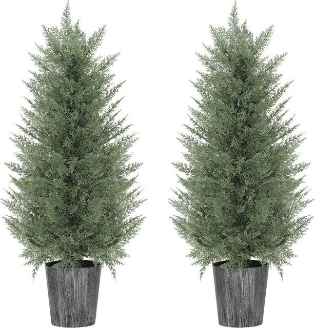 HOMCOM Kunstpflanze Baum in Grün, Tischdeko aus Kunststoff und Metall, H x B x T: 90 x 15 x 15 cm - Bild 1