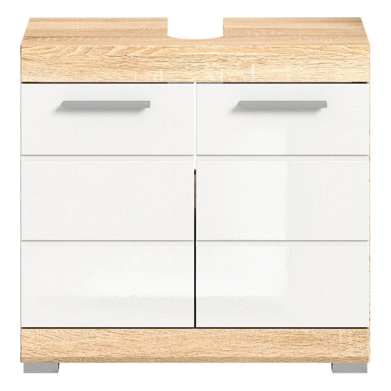 Waschbeckenunterschrank LAMBADA von xonox.home in Eiche Sonoma und Weiß Hochglanz, B/H/T: 60 x 56 x 34 cm - Bild 2