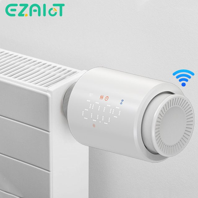 EZAIOT Smart WiFi Thermostatventil Tuya TRV Heizkörperthermostat in Weiß mit Alexa und Google Home Sprachsteuerung - Bild 1