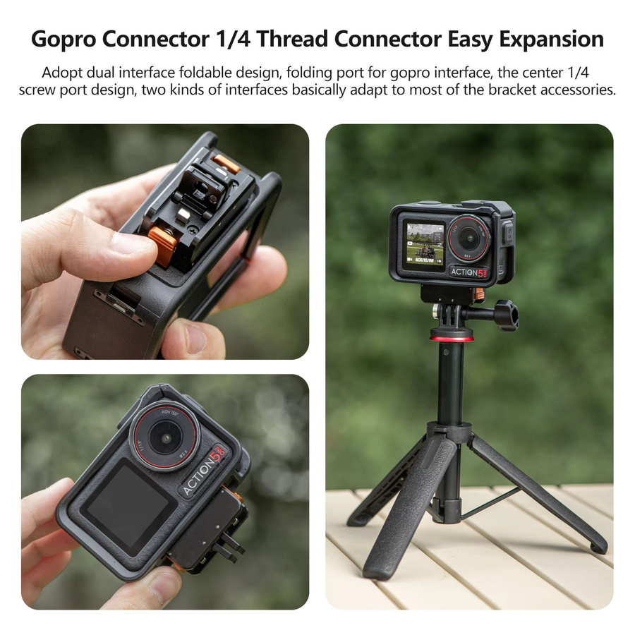 STARTRC Magnetischer Schnellverschluss Faltbarer Adapter-Halter für DJI Osmo Action 5 Pro in Schwarz mit 1/4 Zoll Schraubenloch Metallhalterung Erweiterung - Bild 2