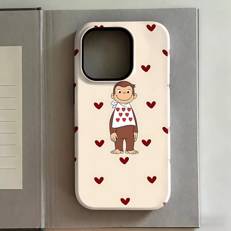 Clmj Handyhülle mit niedlichem Curious Georges Design für iPhone 17 16 15 14 13 12 11 Pro Max Plus und XS Air – Luxuriöse Doppelschicht-Schutzhülle - Bild 2