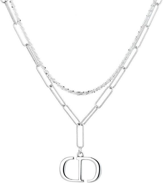 Halskette 925 Sterling Silber, Fee Doppel Buchstaben, Damen - Bild 1
