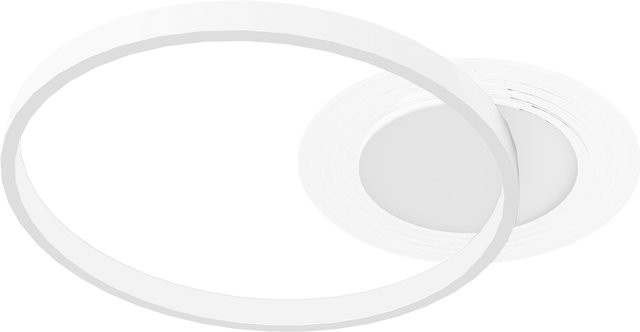 HOMCOM Deckenlampe mit Zwei-Ring-Design, moderne LED Deckenleuchte in Weiß, dimmbar, B: 50 cm, T: 40 cm, H: 7,4 cm - Bild 1