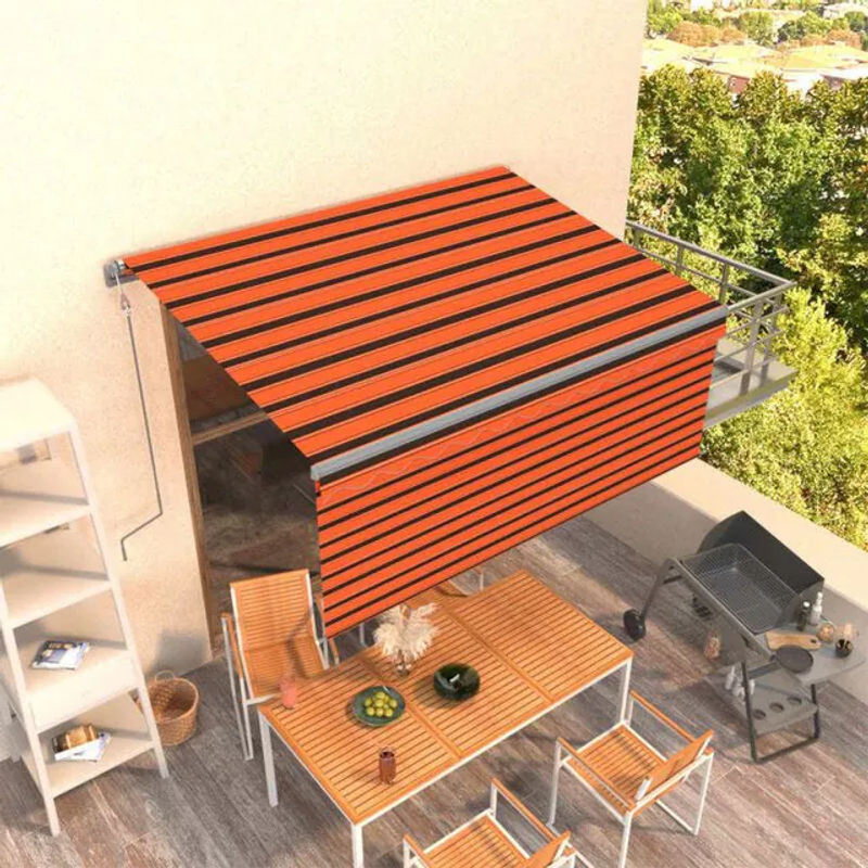 Vidaxl Automatische Markise mit Volant in Orange und Braun B: 3 m, T: 2,5 m - Bild 1