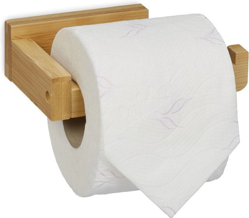 Relaxdays Toilettenpapierhalter aus Bambus in Natur Braun, B/T/H: 14 x 4 x 9 cm