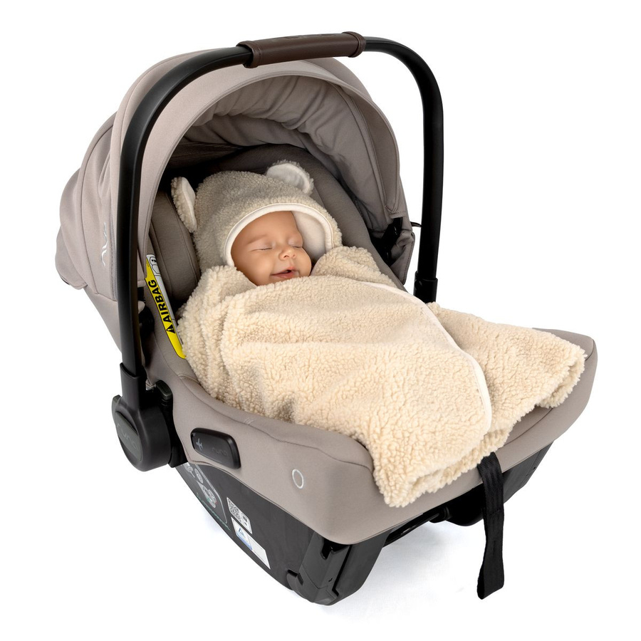Zamboo Einschlagdecke Teddy für Babyschalen aus Baumwolle in Beige mit OEKO-TEX Standard 100 - Bild 7