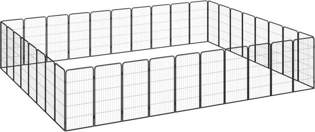 vidaXL Hundelaufstall 36-teilig aus Stahl in Schwarz matt, Freilaufgehege B/H: 100 x 400 cm - Bild 1