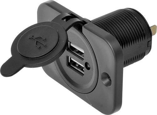 IWH USB Doppel-Einbau-Steckdose 12/24 Volt Schwarz mit USB-A Anschluss - Bild 1