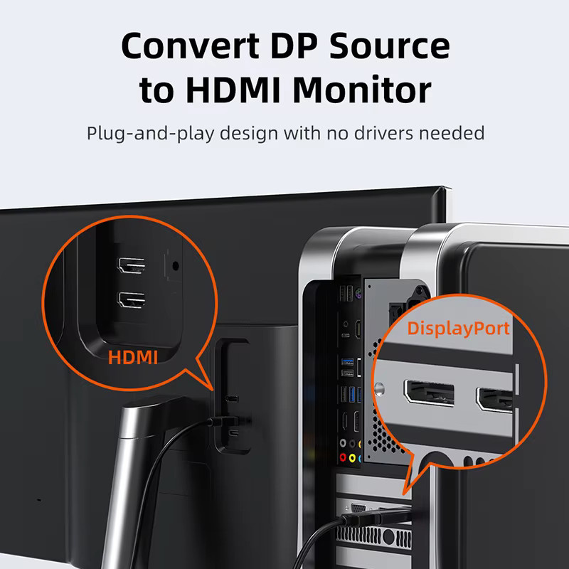 CABLETIME DisplayPort zu HDMI Adapter für 4K UHD 60Hz, DP auf HDMI Konverter für PC, Laptop und TV - Bild 2