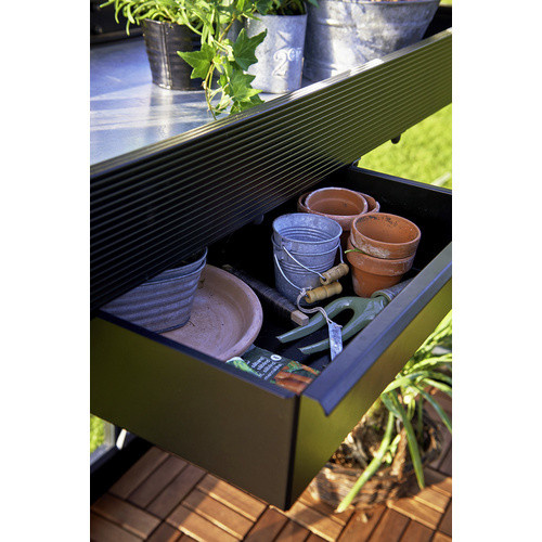 Juliana Gewächshaus Aluminiumtisch in Schwarz mit Schublade und 2 Sektionen - Bild 5